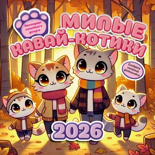 Милые кавай-котики. Календарь семейного досуга 2026 | Cute Kawaii Kitties: Family Leisure Calendar 2026