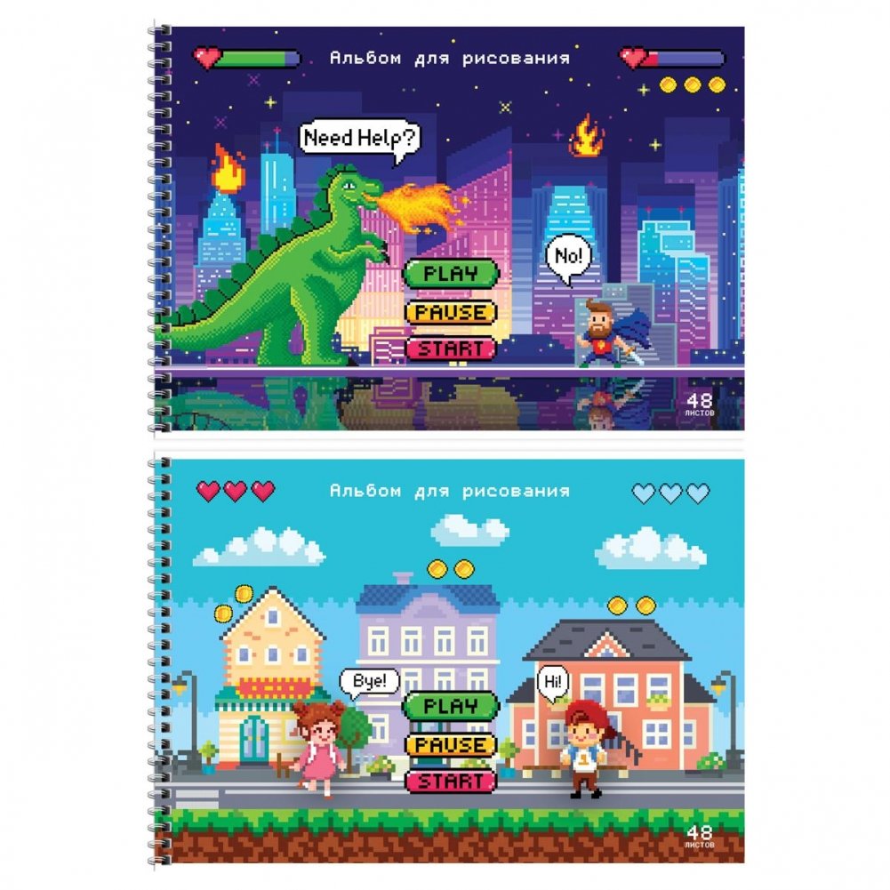 Альбом для рисования 48 листов, А4, на гребне ArtSpace "Стиль. Игра". Арт. А48сп_51148 | ArtSpace Drawing Album, 48 Sheets, A4, Spiral Bound "Style. Game."