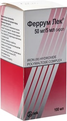 Lek Ferrum Lek Syrup, 50 mg / 5 ml, 100 ml.