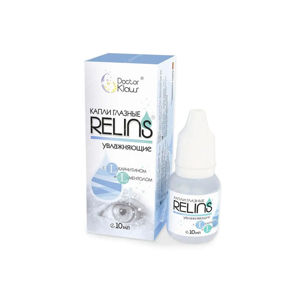 Eye drops RELINS moisturizing with L-carnitine and L-menthol, volume 10 ml
