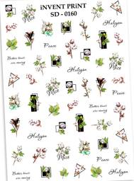 iNVENT PRiNT Floral Water Slide Nail Stickers, White Burgundy Bronze #1