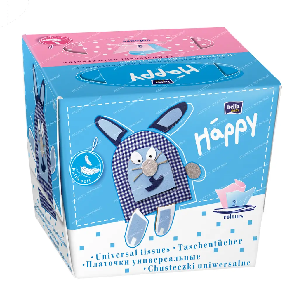 Bella Baby Happy Handkerchiefs universal two-layer different colors "hare", 40+40 pcs