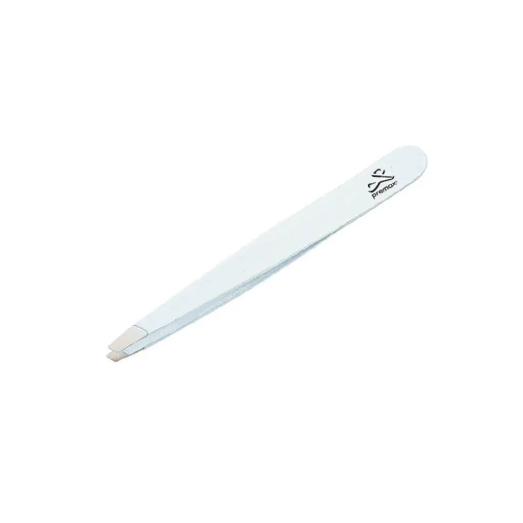 Optima Line Aqua Collection Eyebrow tweezers beveled white 9 cm/3.5''
