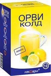 Lekpharm ORVIKold powder lemon, 10 Pak. 10 g each