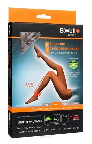 B.Well Black Compression Stockings - 100 Denier, Class 2