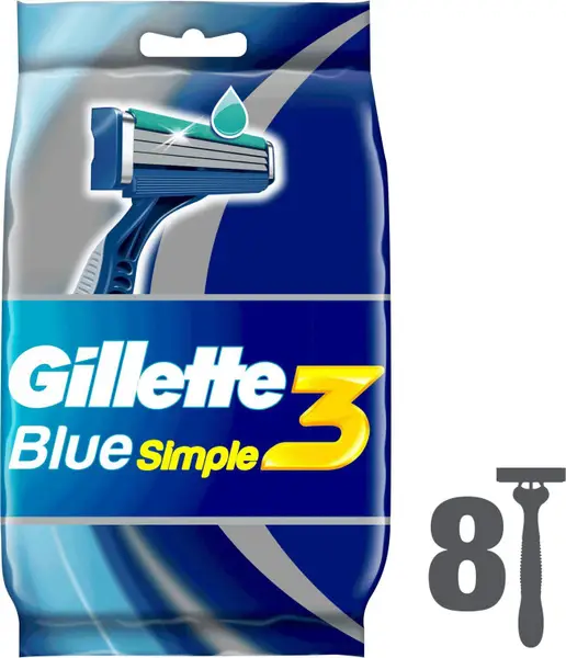 Gillette Blue3 Simple Disposable Razors (8 Count)