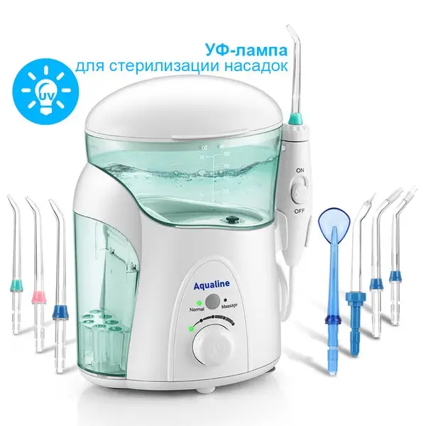 Aqualine PD600 Water Flosser with UV Sterilizer &amp; 9 Jet Tips