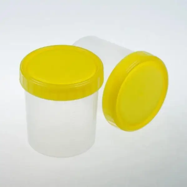 100ml Yellow Plastic Jars with Lids &amp; Scale (15 Pack) - Sample, Pill, &amp; Food Storage