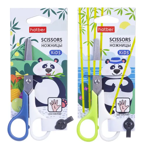 Left-Handed Kids' Scissors, 12.5cm, Hatber Panda - Individually Packaged