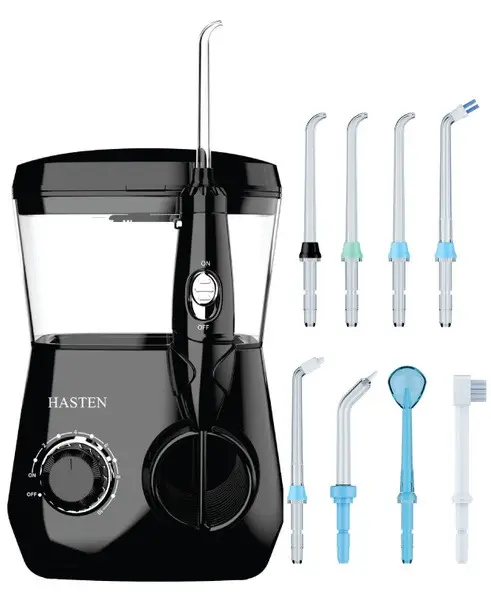 HASTEN HAS855 Water Flosser: 8 Tips, 600ml Tank, 10 Pressure Settings