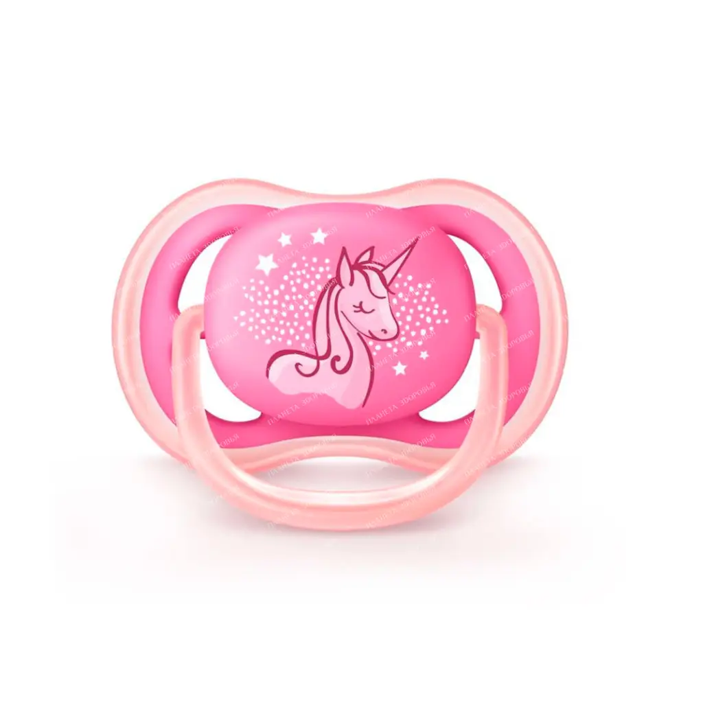 AVENT Orthodontic silicone pacifier with mouth guard, holder ring and case SCF546/12 (6-18 m. (pack. 1 pc.) for girls)