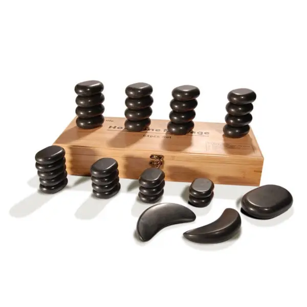 33-Piece Basalt Massage Stone Set with Bamboo Box