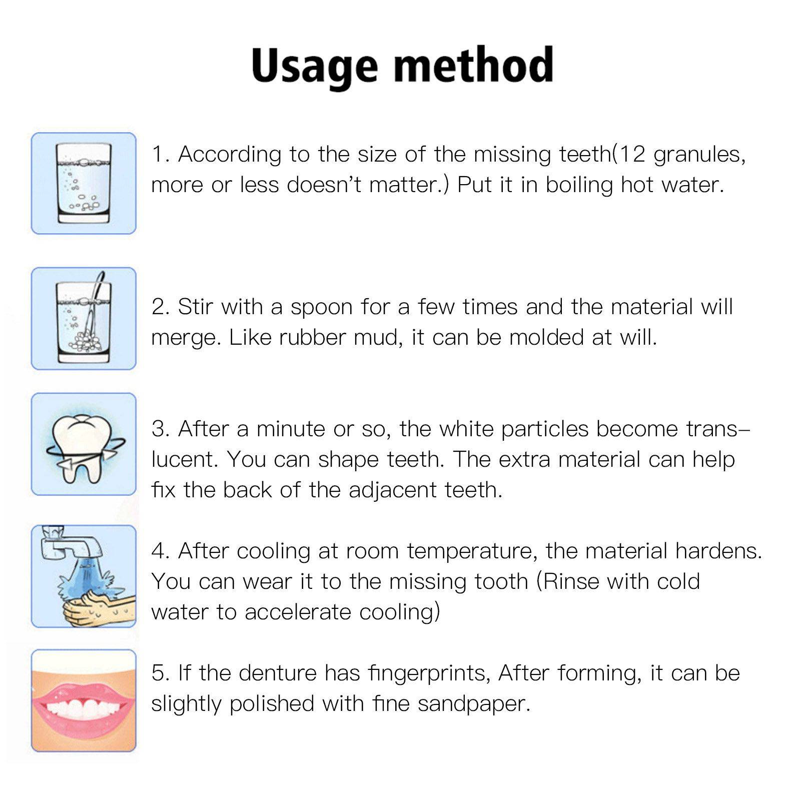 Lieviry Denture Repair Beads - 5 ml Fixing Cream for Temporary Tooth Restoration #7
