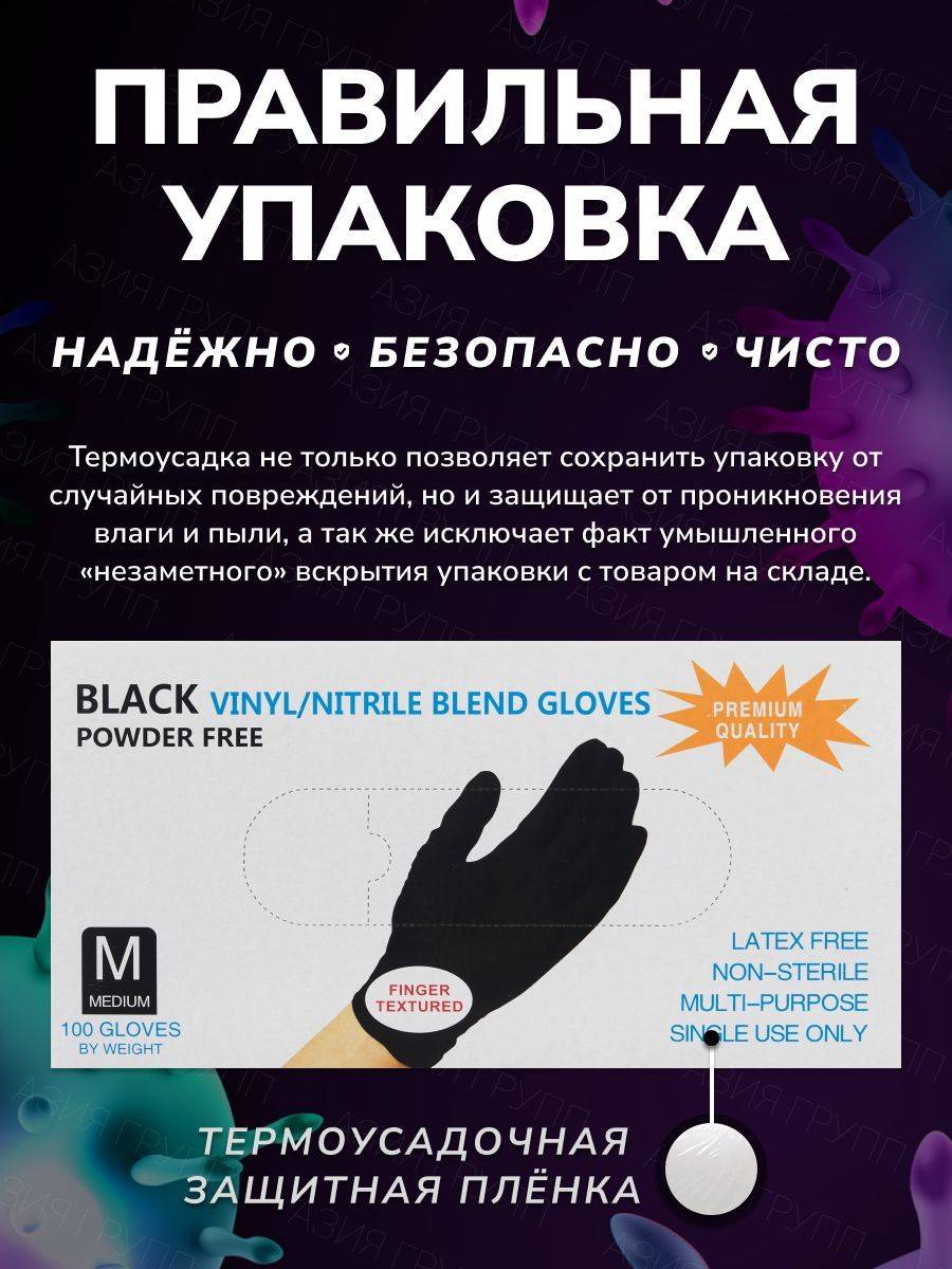 Wally Plastic Vinyl-Nitrile Disposable Gloves, Hypoallergenic, Textured - 200 Pieces (100 Pairs), Black, Size M #5
