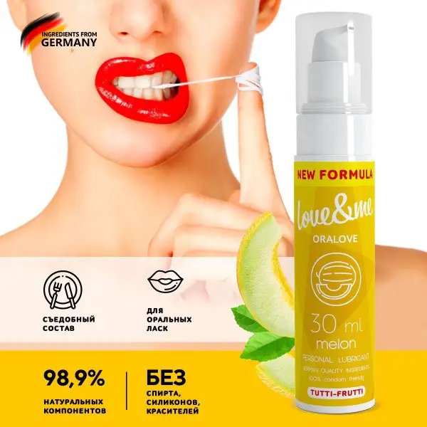 Water-Based Edible Lubricant for Oral Sex - Tutti Frutti Melon Flavor (30ml)