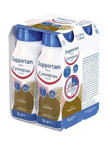 Supportan Cappuccino Nutritional Drink, 200 ml, 4 | GlobalHealingWeb