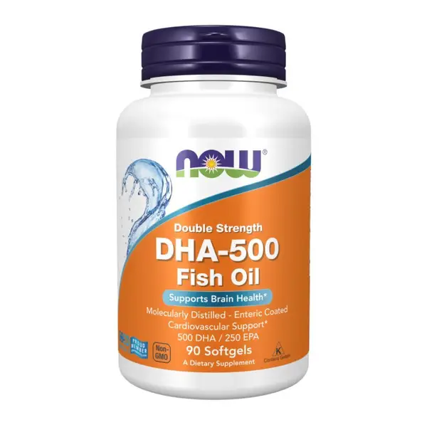 NOW DHA-500 Fish Oil 90 softgels, Omega-3 Fish Oil