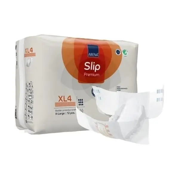Abena Slip XL4 Adult Diapers: Breathable Overnight Underwear for Heavy Incontinence (110-170cm Hip, 12 Count)