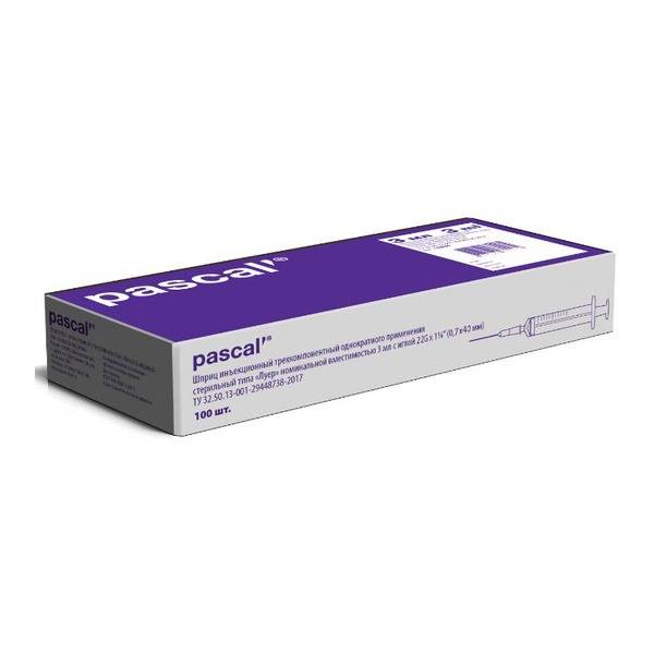 Pascal 3ml 3-Part Syringes with 22G Needles (100 Pack ...