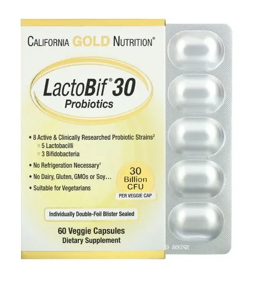 California Gold Nutrition LactoBif Probiotics: 30 Billion CFU, 60 Veggie Caps