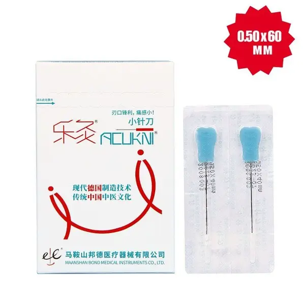 Sterile Disposable Acupuncture Needles with Plastic Handle (0.50x60mm, 50 Pack)
