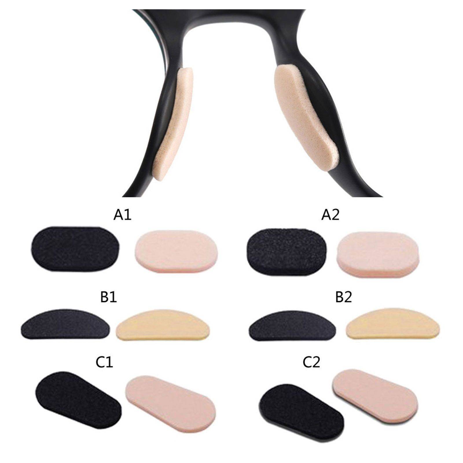 ESTONE 20 Pair Skin-Tone Sponge Eyeglass Nose Pads C-Shape Water Drop 1.5 mm #3