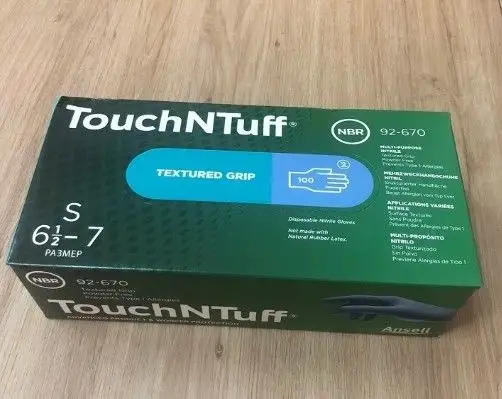 Ansell TouchNTuff 92-670 Nitrile Gloves - Blue, Small (100 Count) - Powder-Free, Latex-Free