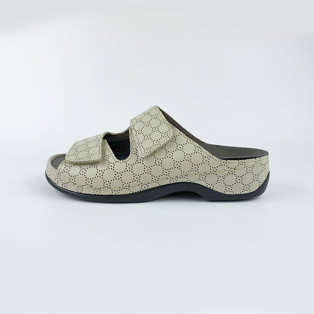 Luomma Women Orthopedic Footwear Natural Leather H-Fit Beige Lace Platform Velcro #16