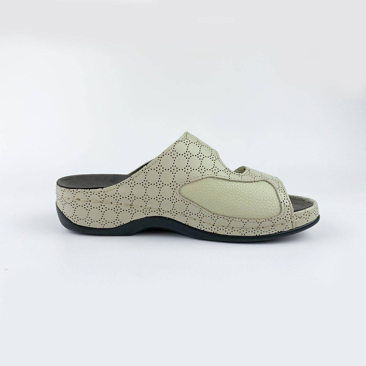 Luomma Women Orthopedic Footwear Natural Leather H-Fit Beige Lace Platform Velcro #17