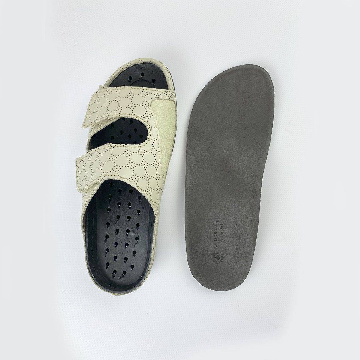 Luomma Women Orthopedic Footwear Natural Leather H-Fit Beige Lace Platform Velcro #15