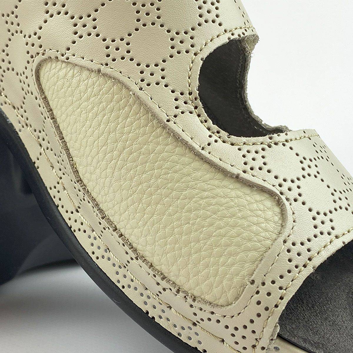 Luomma Women Orthopedic Footwear Natural Leather H-Fit Beige Lace Platform Velcro #5