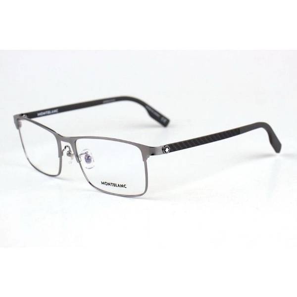 Montblanc MB0187O Unisex Carbon Fiber Semi-Rimless Eyeglass Frame (Rectangular, 135mm Width, 145mm Temple)