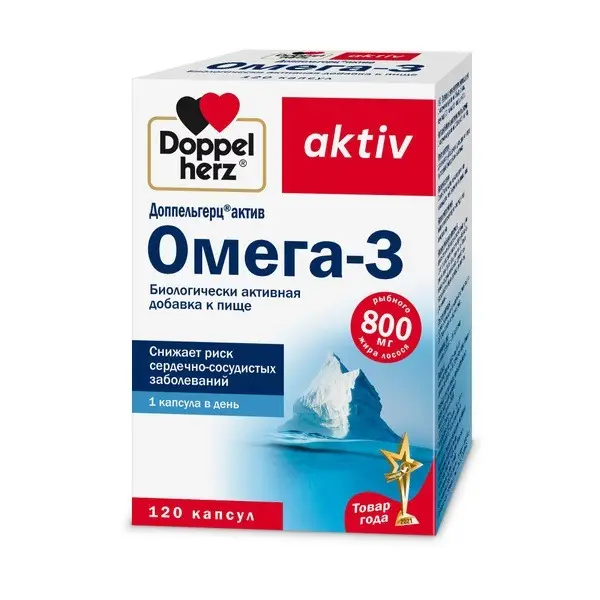 Doppelherz Aktiv Omega-3 800 mg Capsules 120 Count