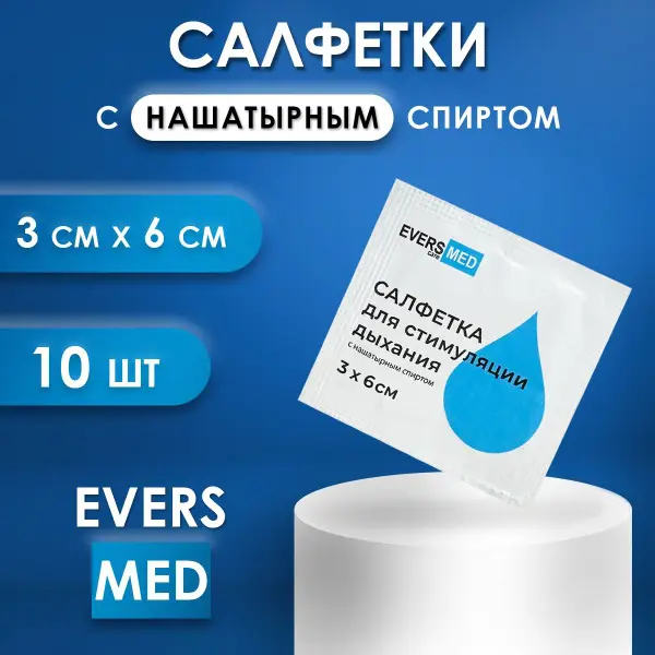 Ammonia Inhalant Wipes for Respiratory Stimulation (3x6cm, 10 Pack)