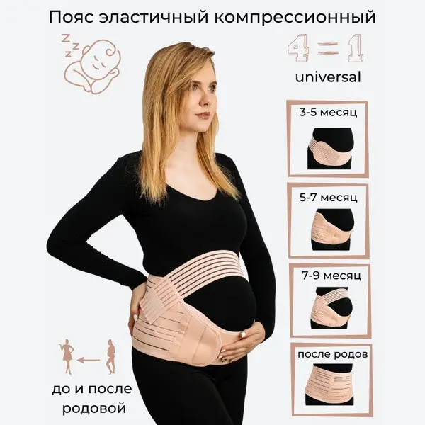 4-in-1 Maternity &amp; Postpartum Support Belt: Beige, Size L