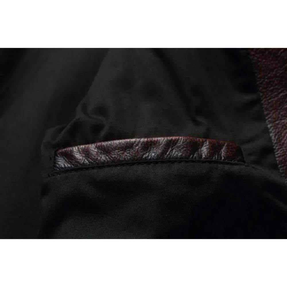 Maplesteed Store Men's Leather Jacket Vintage Red Brown CN Size 6XL #13