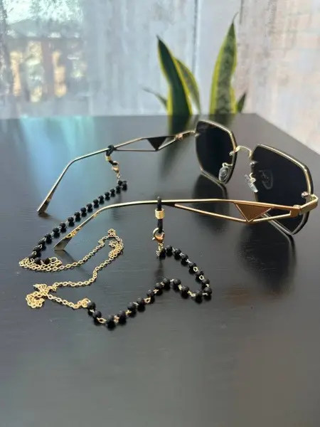 70cm Black Bead Eyeglass Chain