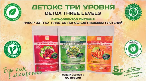 3-Level Detox Kit: Ultra-Fine Veggie, Grain &amp; Fruit Powder Blend