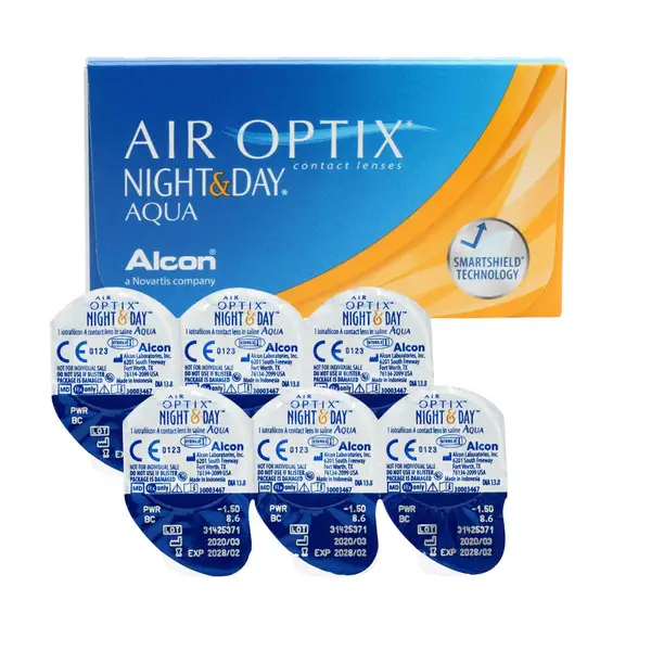 Air Optix Night &amp; Day Aqua Contact Lenses (6 Pack, -4.25, 8.6mm)