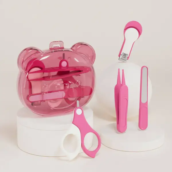 Baby Nail Care Kit (0+): Scissors, Clippers, File - Pink