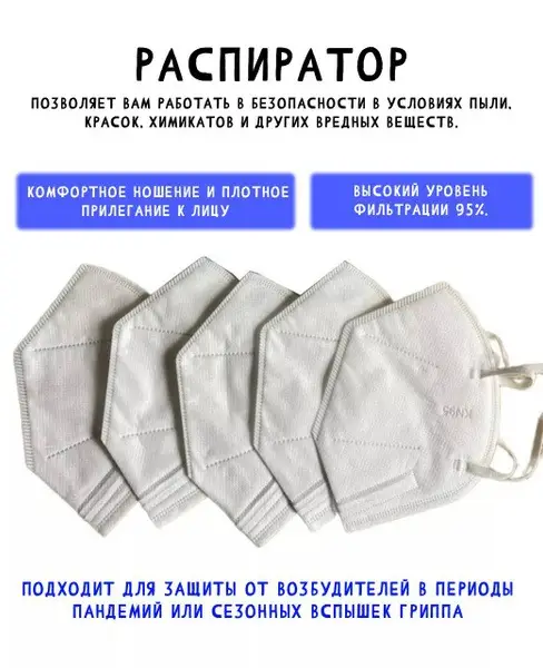 5 Pack Protective Respirator Masks