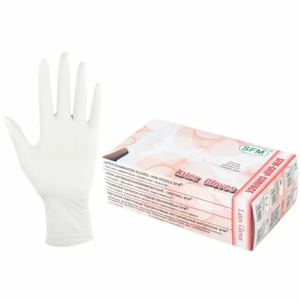 100 Latex Exam Gloves (50 Pairs), Size Large - SFM Grip-Surface Germany