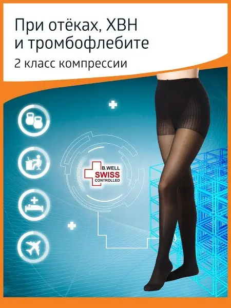 B.Well Compression Stockings - Black, 20-30 mmHg, 1 Pair