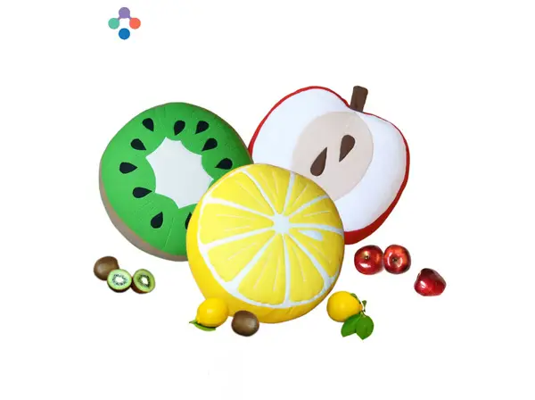 Cute Fruit Pillow Set (Kiwi, Apple, Lemon) - 3 Soft Plush Toys