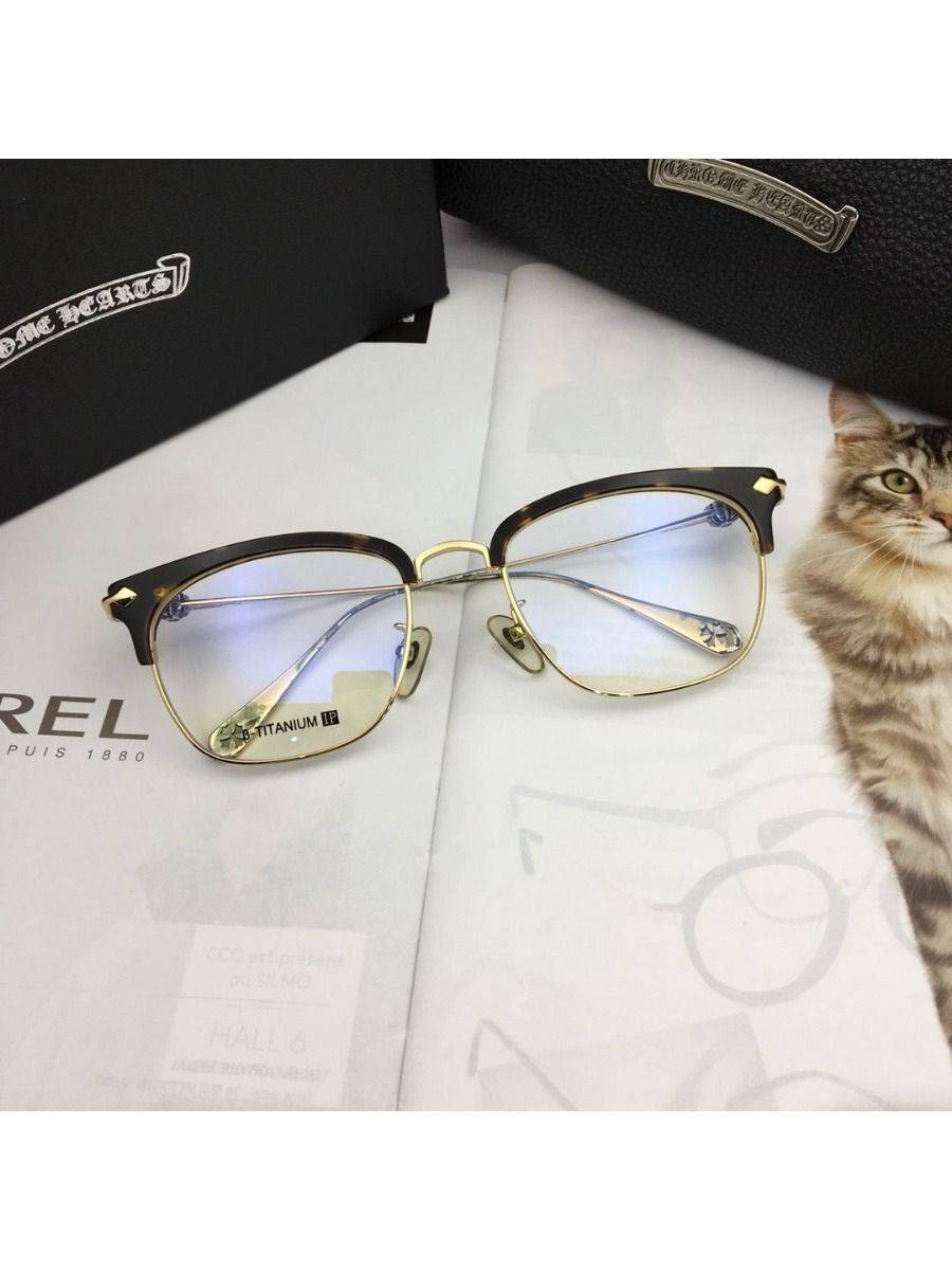 Chrome Hearts SUINTRADICTION55 Semi‑Rimless Eyeglass Frame – Black/Gold, 55 mm Lens, 145 mm Width #8