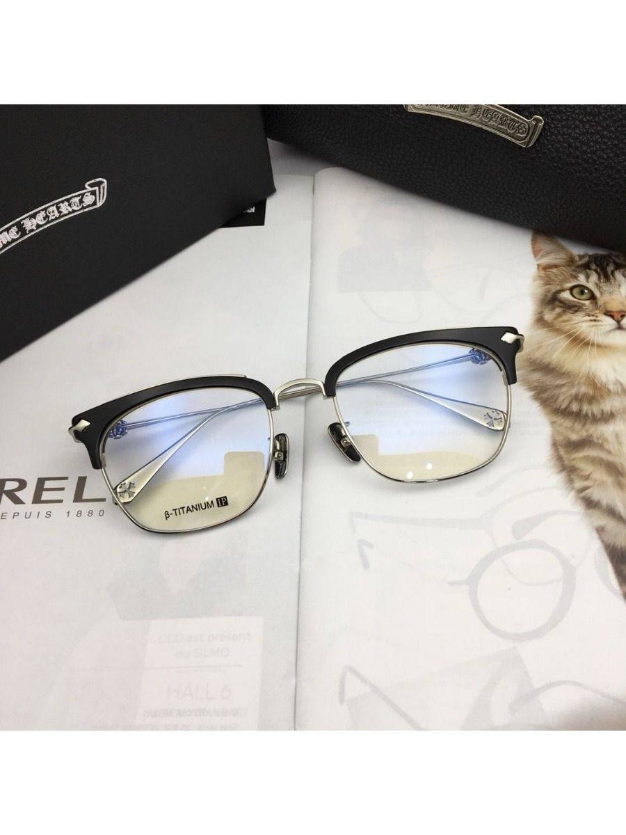 Chrome Hearts SUINTRADICTION55 Semi‑Rimless Eyeglass Frame – Black/Gold, 55 mm Lens, 145 mm Width #7