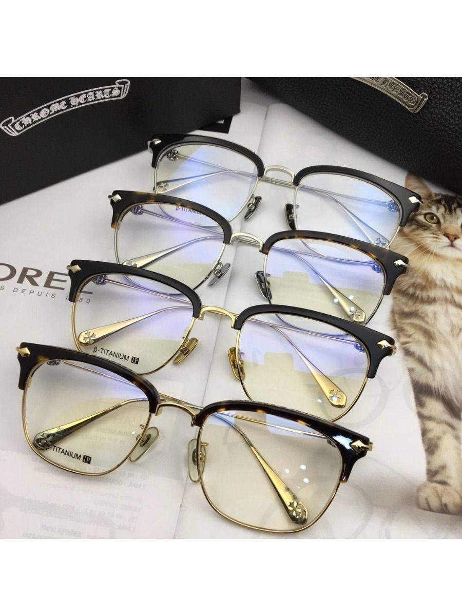 Chrome Hearts SUINTRADICTION55 Semi‑Rimless Eyeglass Frame – Black/Gold, 55 mm Lens, 145 mm Width #2