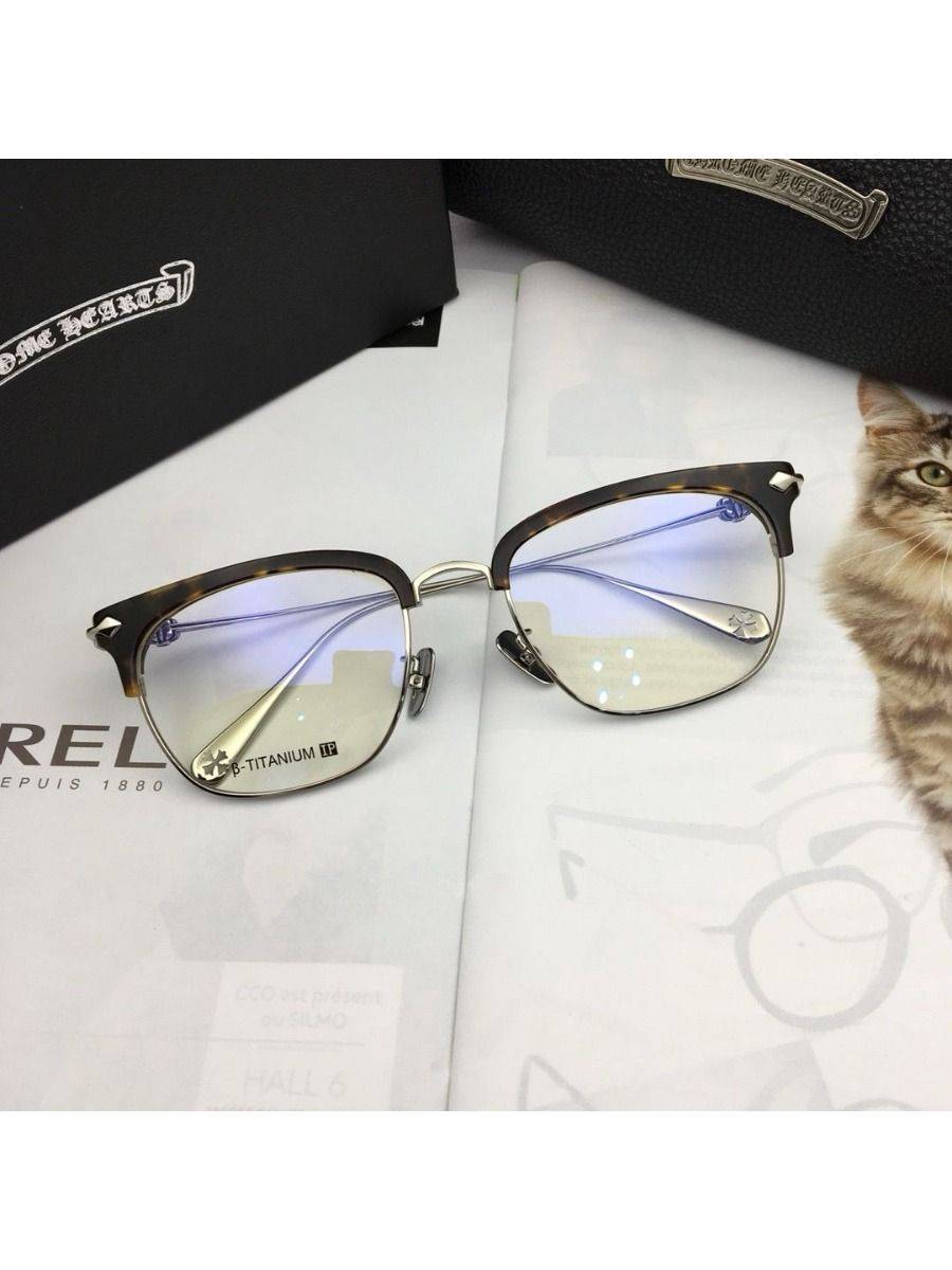 Chrome Hearts SUINTRADICTION55 Semi‑Rimless Eyeglass Frame – Black/Gold, 55 mm Lens, 145 mm Width #9