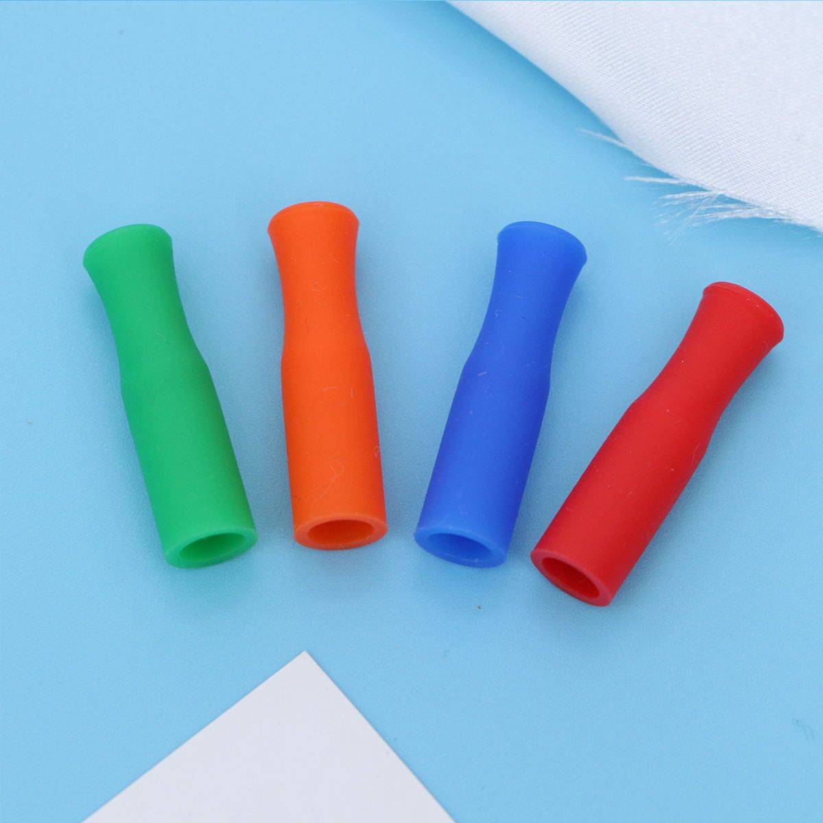 Silicone Straw Tips with Colorful Caps – Pack of 12 #7