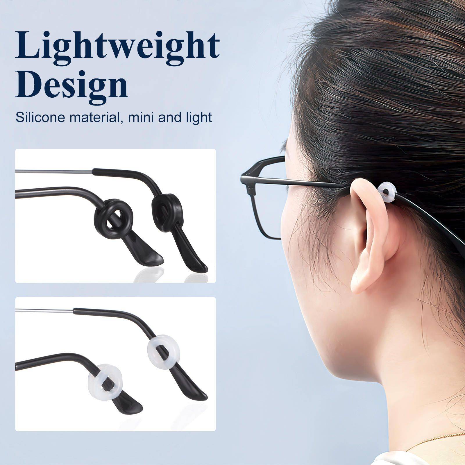 10 Pairs Silicone Anti-Slip Glasses Temple Tips - Comfortable Ear Hooks for Eyewear #8